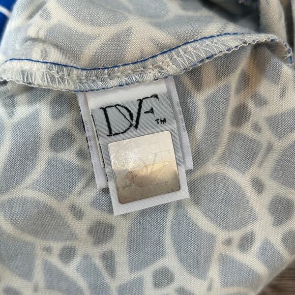 Diane von Furstenberg Blue White Print Stretch Long Sleeve Mini Dress Size 4 - Picture 6 of 7